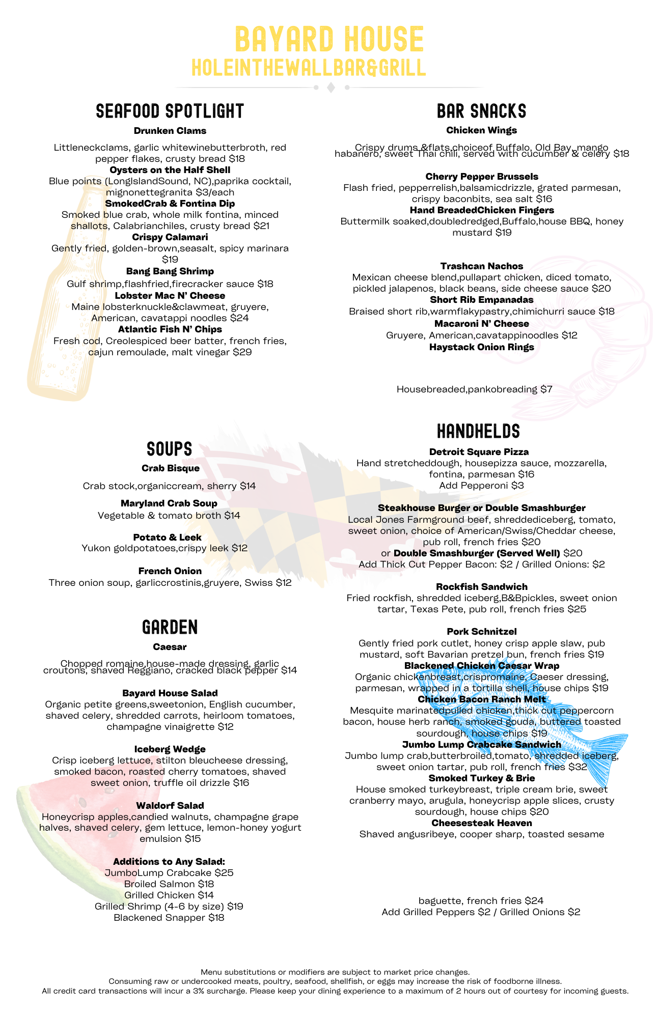 Bar & Grill Menu Page 1